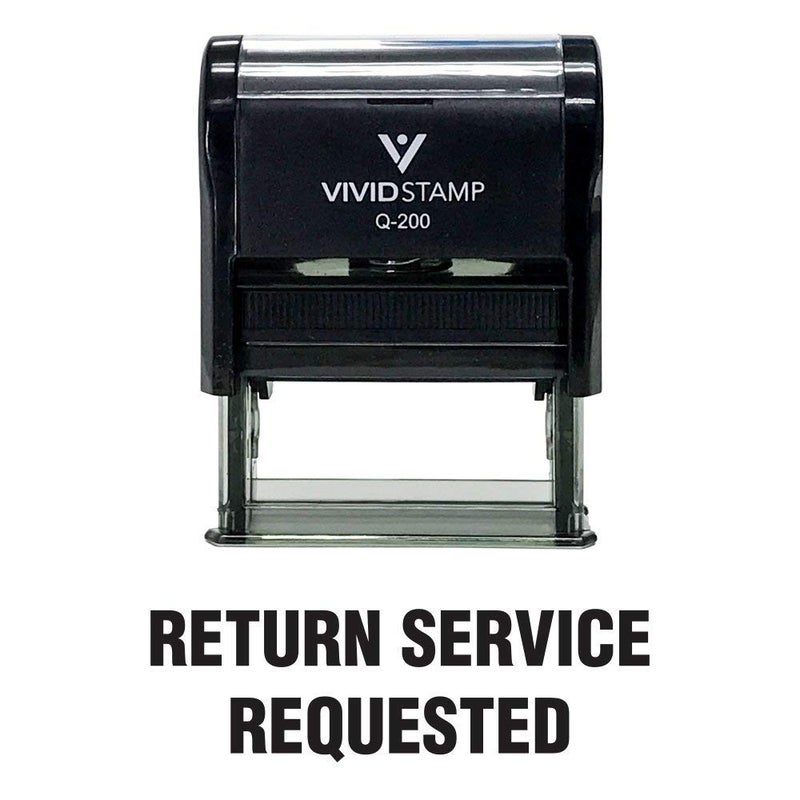 Vivid Stamp Return Service Requested Self Inking Rubber Stamp (Black Ink) - Medium - Image 2